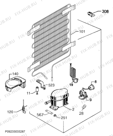 Взрыв-схема холодильника Rex Electrolux RRT1601BOW2 - Схема узла Cooling system 017